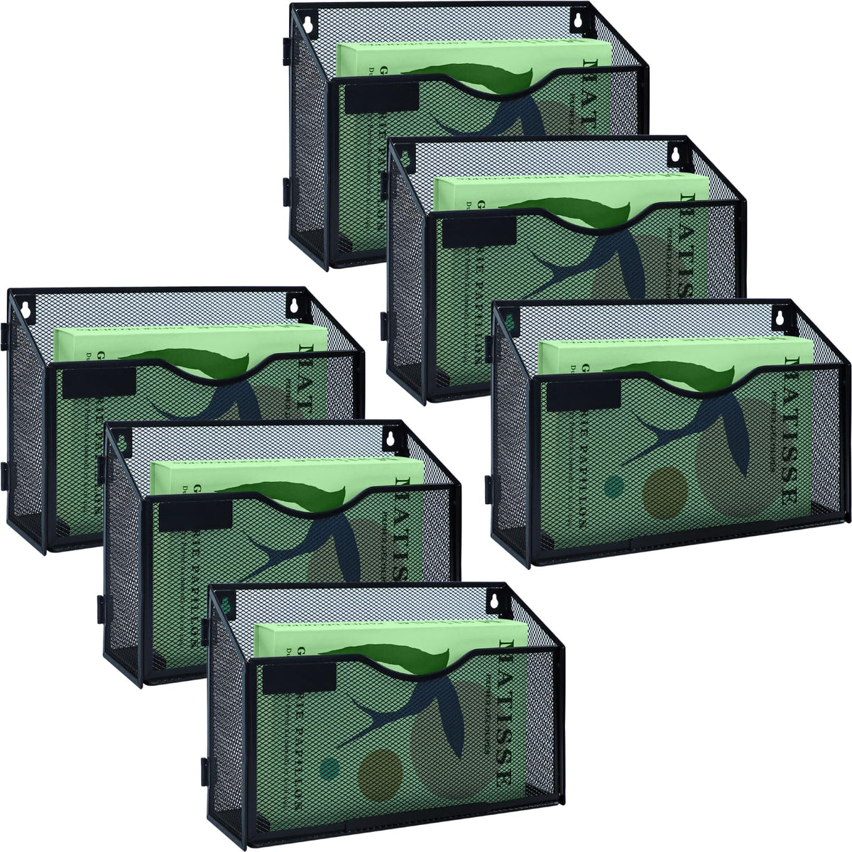 IOUGDSEC 6 Packs 1 Tier A4 Mesh in Tray Hanging Wall File Holder Magazine Document Holder Mail
