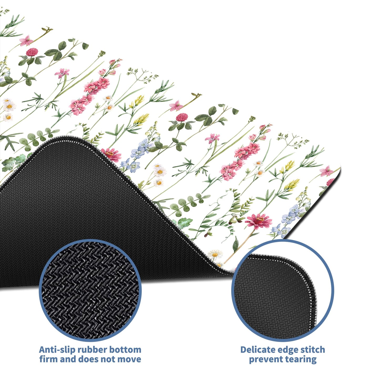White Kawaii Flower Mouse Pad Large Desk Mat Extended Keyboard Mouse Pad Cute Mousepad with