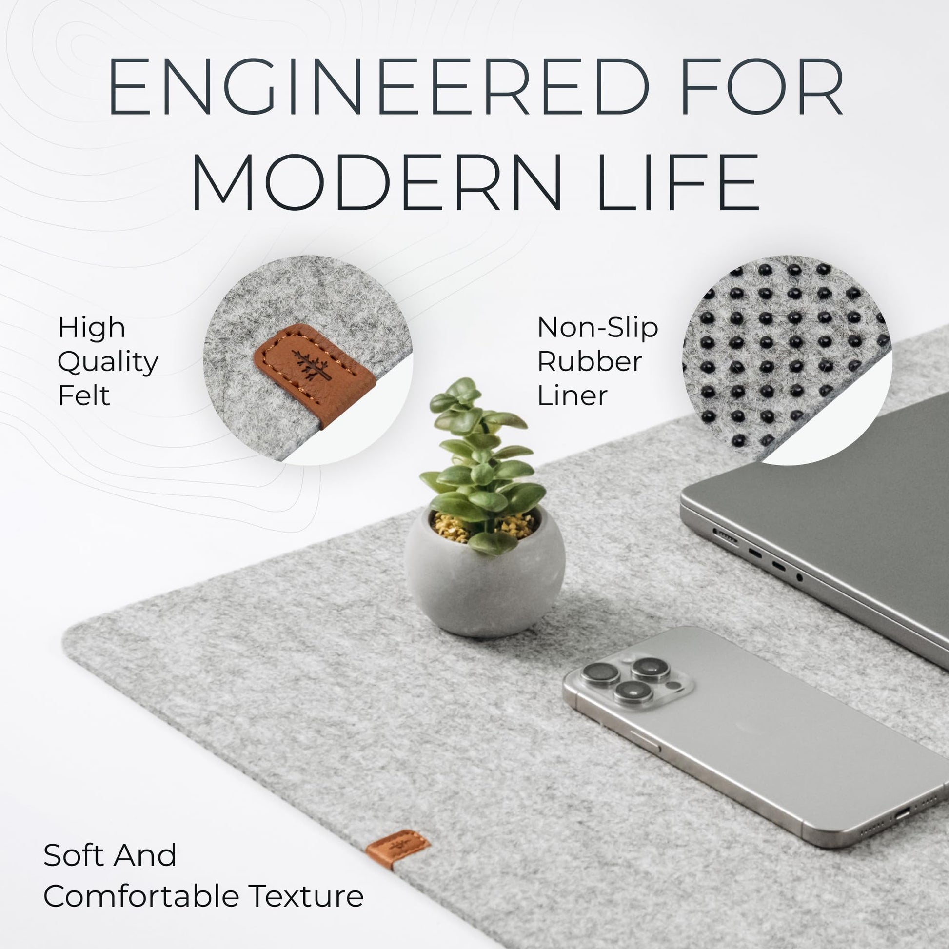 Nordik Felt Desk Mat - Large Felt Desk Pad - Marle 35 x 17 inches