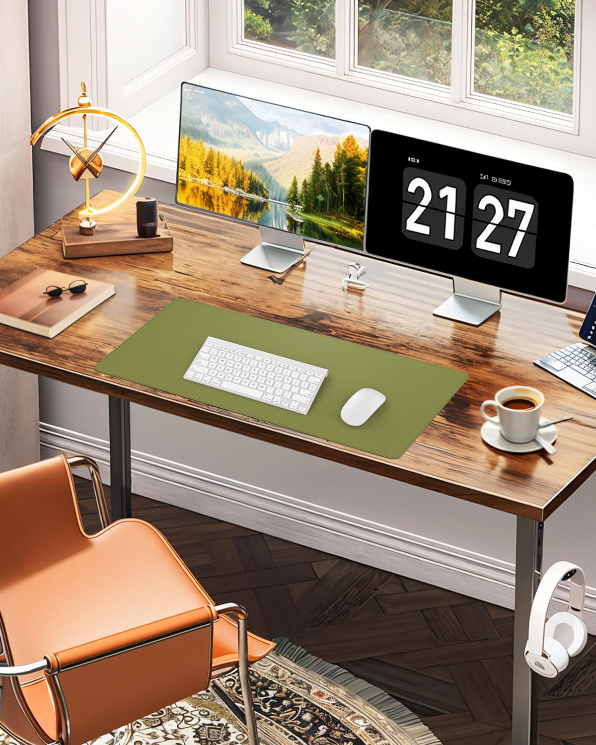 CEBOWA Large Desk Pad Mat - Waterproof Mouse Pad & Desk Protector, Non-Slip XL PU Leather Gaming