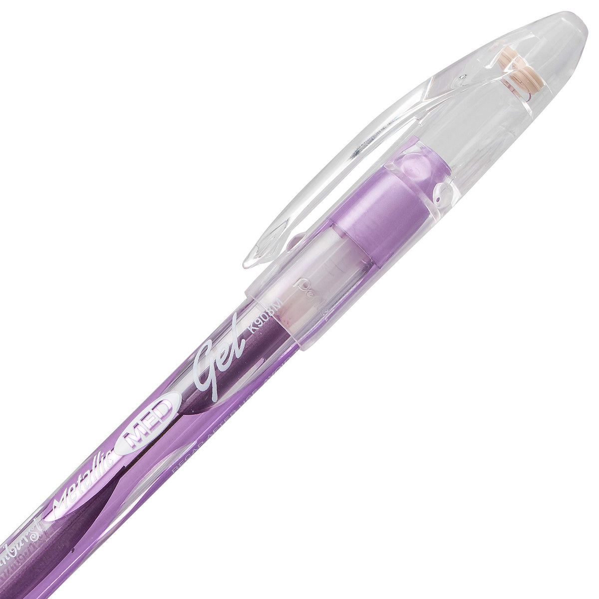 Pentel Sunburst Metallic Gel Pen, 0.8mm Tip Writes 0.4mm Line, Violet/Transparent Barrel Violet