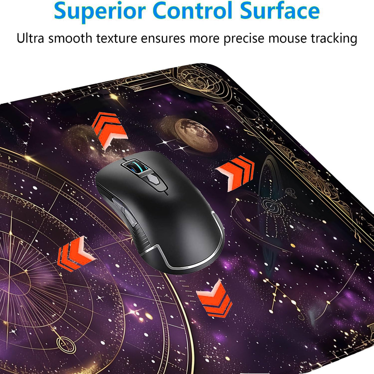 Purple Star Moon Card Desk Pad Mouse Pad Mysterious Galaxy Large Gaming Mouse Mat with Stitched