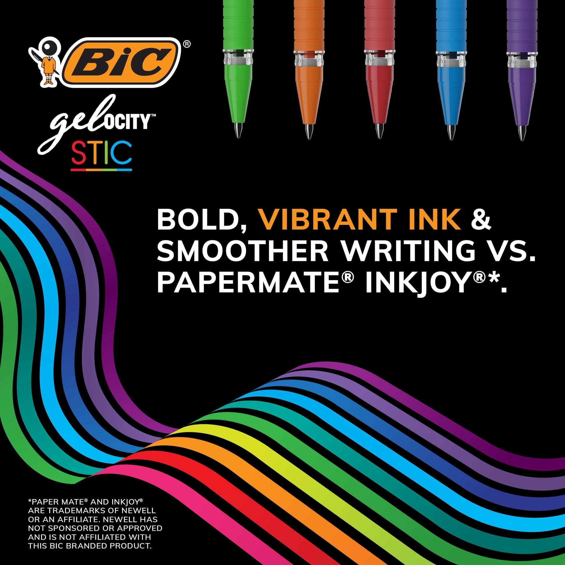 BIC Gel-ocity Smooth Stic Gel Pen, Fine Point, 0.5mm, 36-Count Assorted