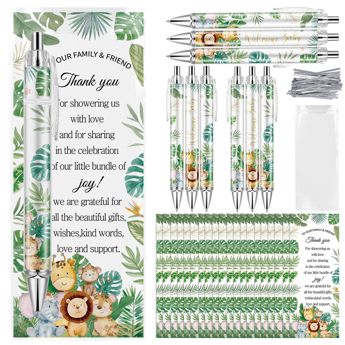 Lebsitey 50 Sets Pen Baby Shower Favors Gifts for Guests Includes 50 Rolling Paper Ballpoint Pens