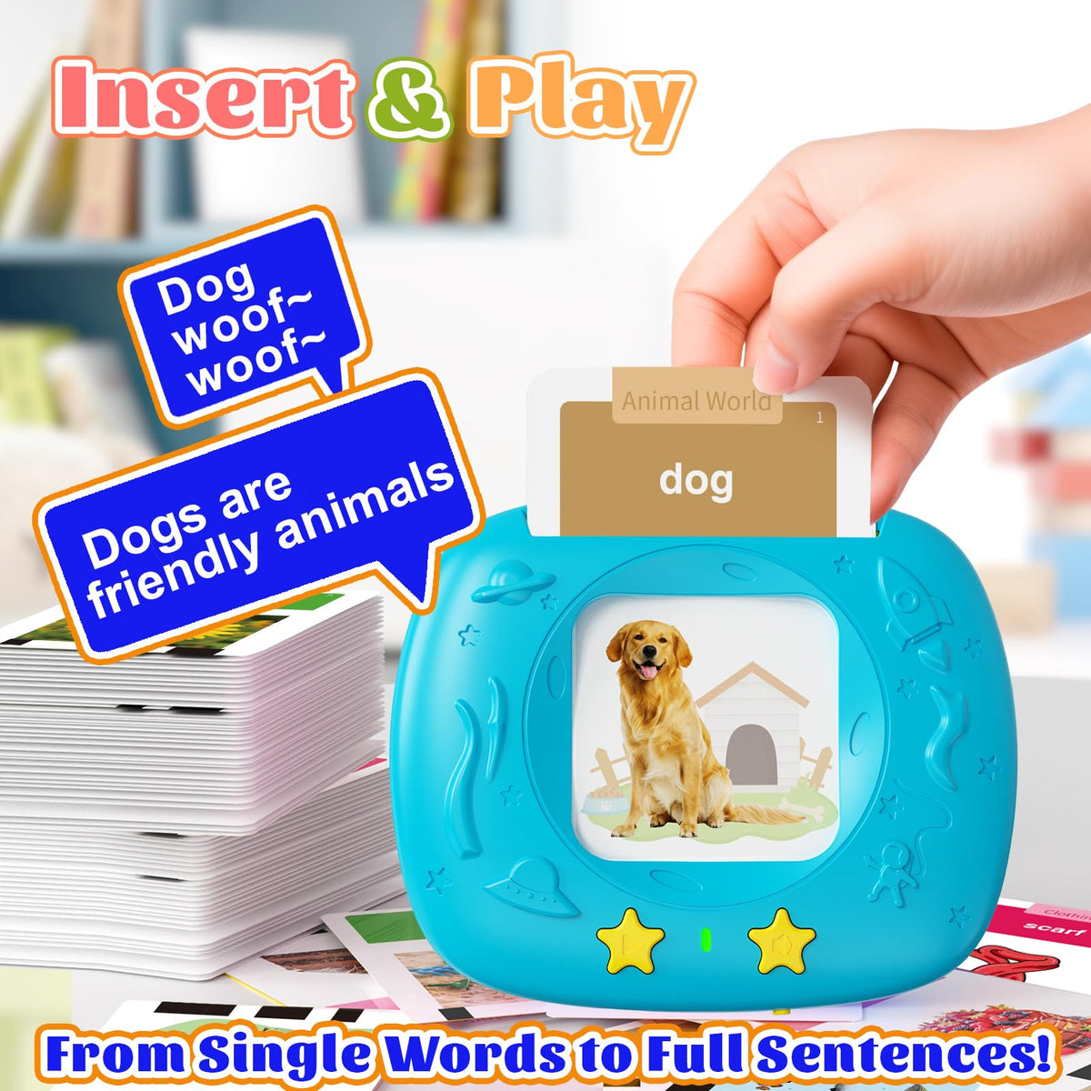 HOMESTEC Toddler Talking Flash Cards with 216 Double Sided Cards