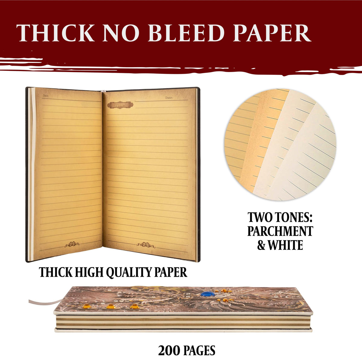DND Notebook / Journal, Unique 200 Page Book with 3D Pink Phoenix Embossed Faux Leather Cover with
