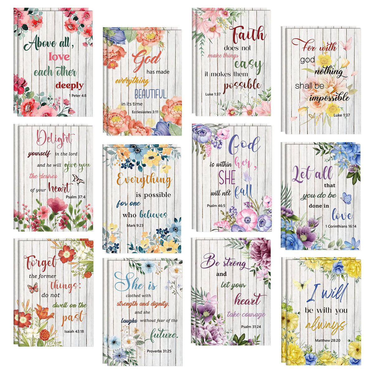 BESARME 24 Pack Floral Small Pocket Notebook, Christian Gifts Prayer Journal for Women Bible Quote