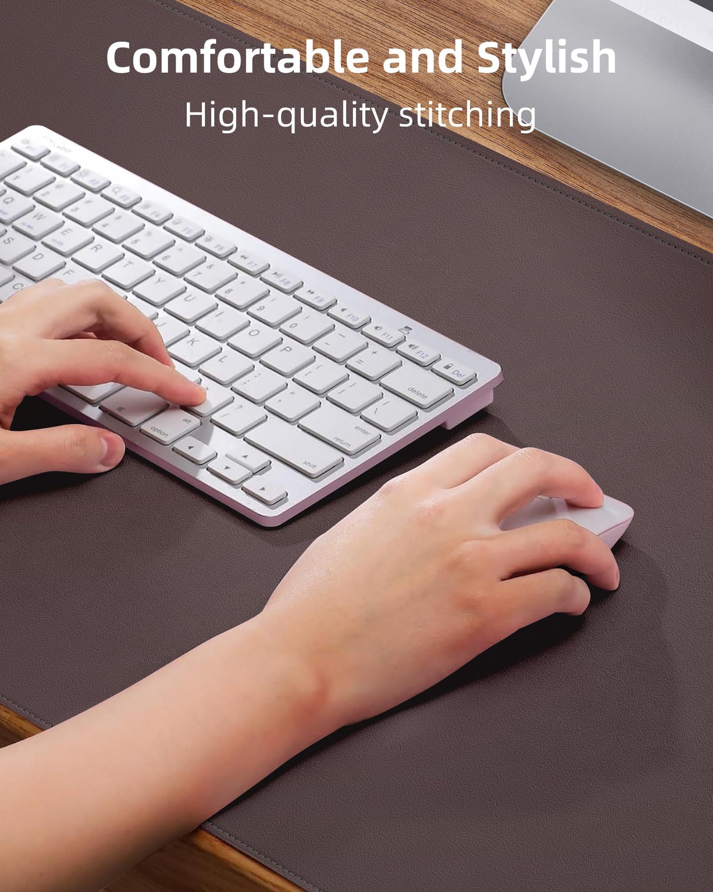 AFIING Large Desk Mat 55" x 24" - PU Leather Desk Pad Protector, Waterproof Non-Slip Extended Mouse