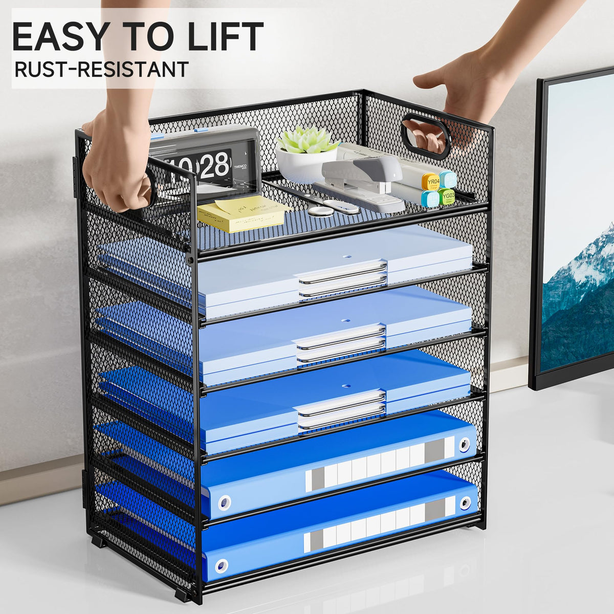 Kinkota 6-Tier Paper Organizer for Desk with Handle