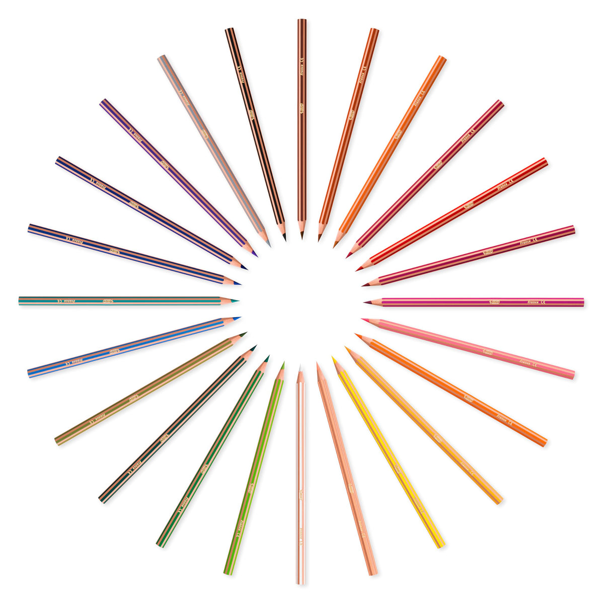 BIC Kids Evolution Stripes Colouring Pencils - Assorted Colours, Pack of 12