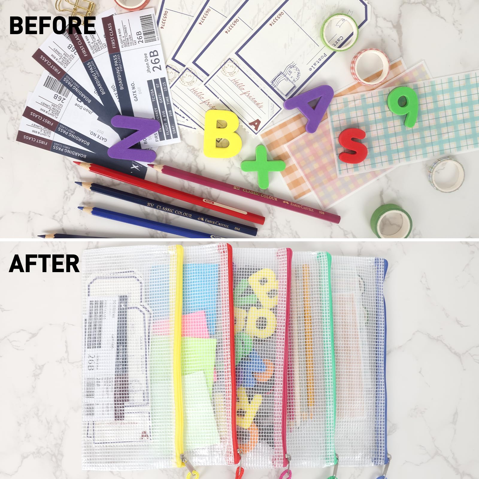 EOOUT 72pcs Pencil Pouches, Small Mesh Zipper Pouch, 16 Colors, 9.5x4.5 Inches for Bills, Cash
