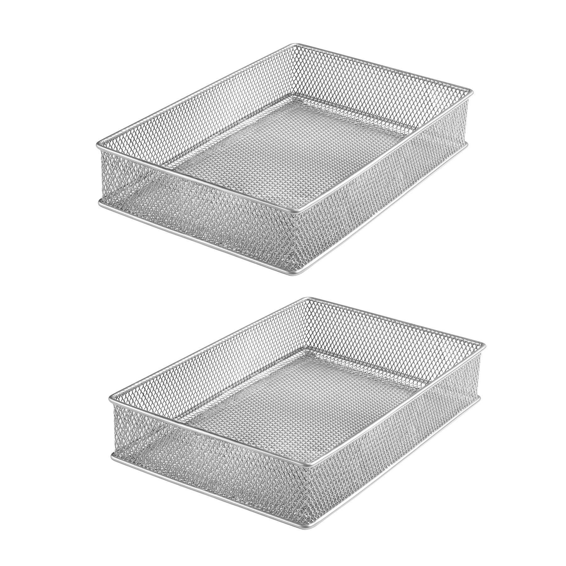 YBM HOME Silver Mesh Drawer Cabinet and or Shelf Organizer Bins, School Supply Holder Office