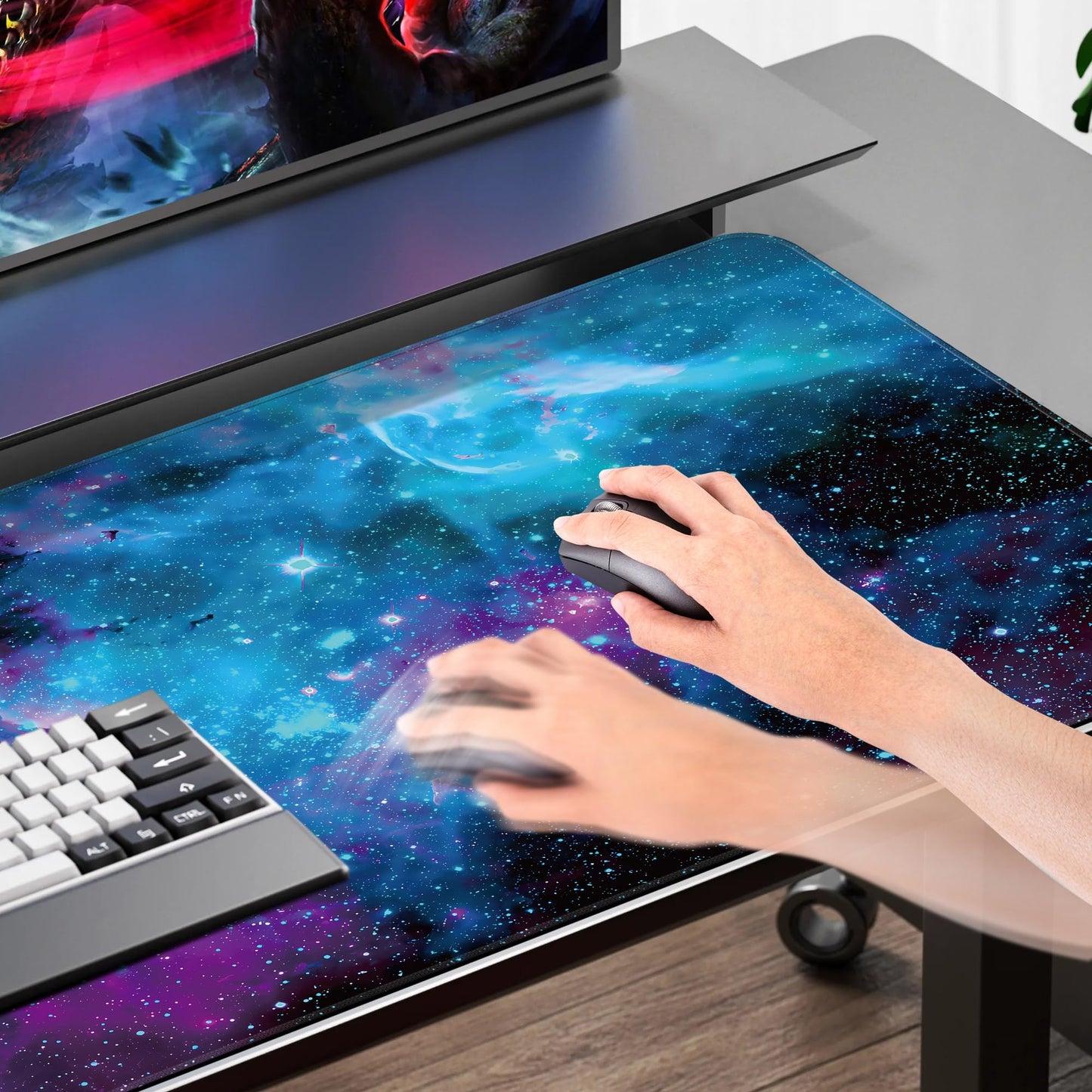 Mydours 55" x 24" Gaming Mouse Pad, XXL Full Desk Pad (Purle Universe)