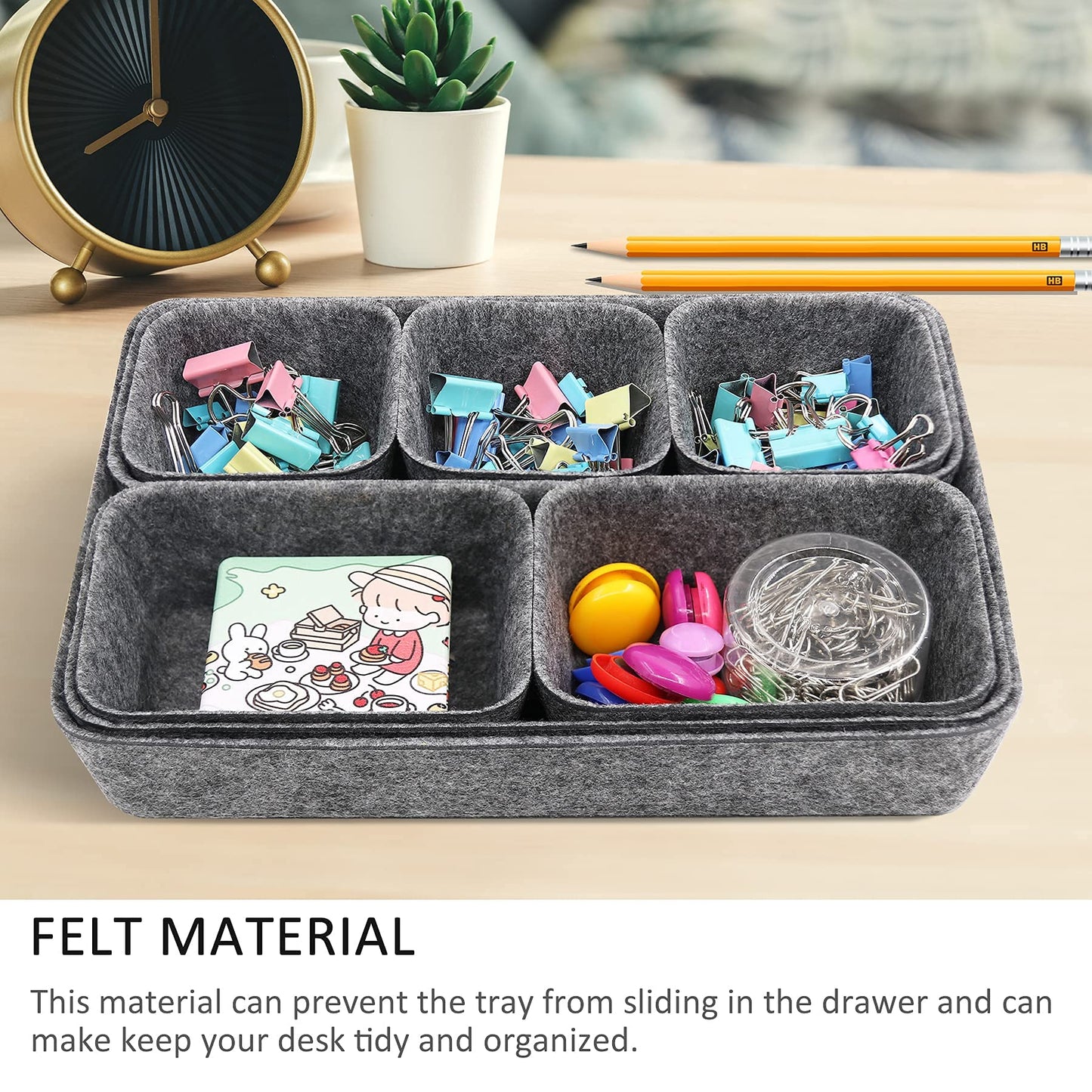 Newthinking Desk Drawer Organiser Trays, 8 Pack Square Organizer Box Stackable Dividers, Save Desk