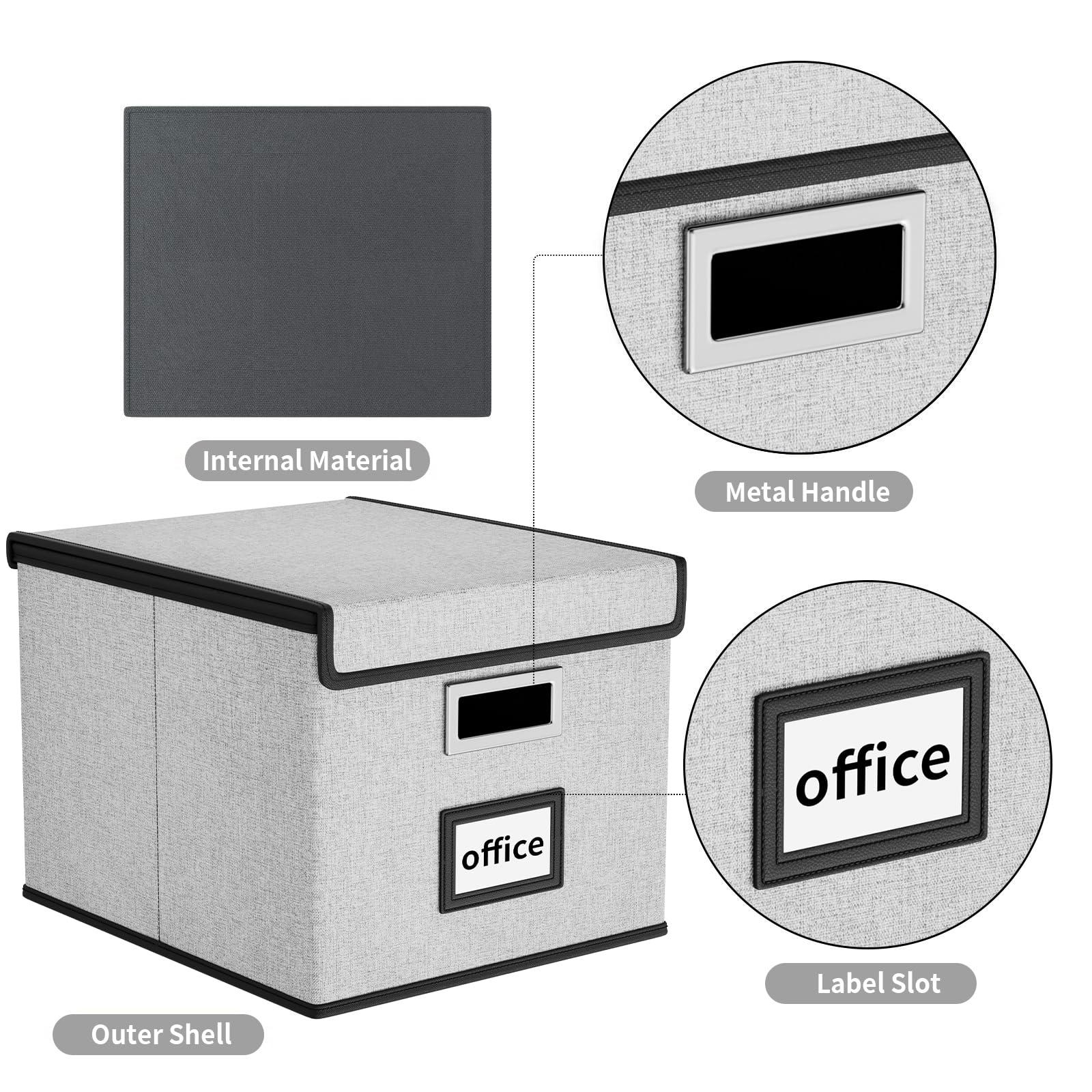 Huolewa File Organizer Box with Lids, Collapsible File Folder Organizer