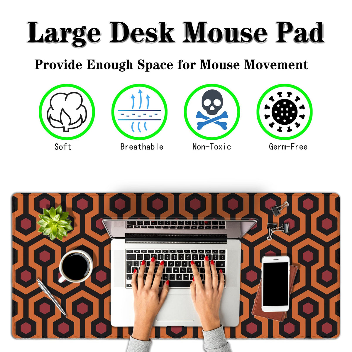 Samgula Office Desk Mat Red Yellow Big Mouse Pad Gaming Desk Pad Full Desk Mat Non-Slip Rubber Base