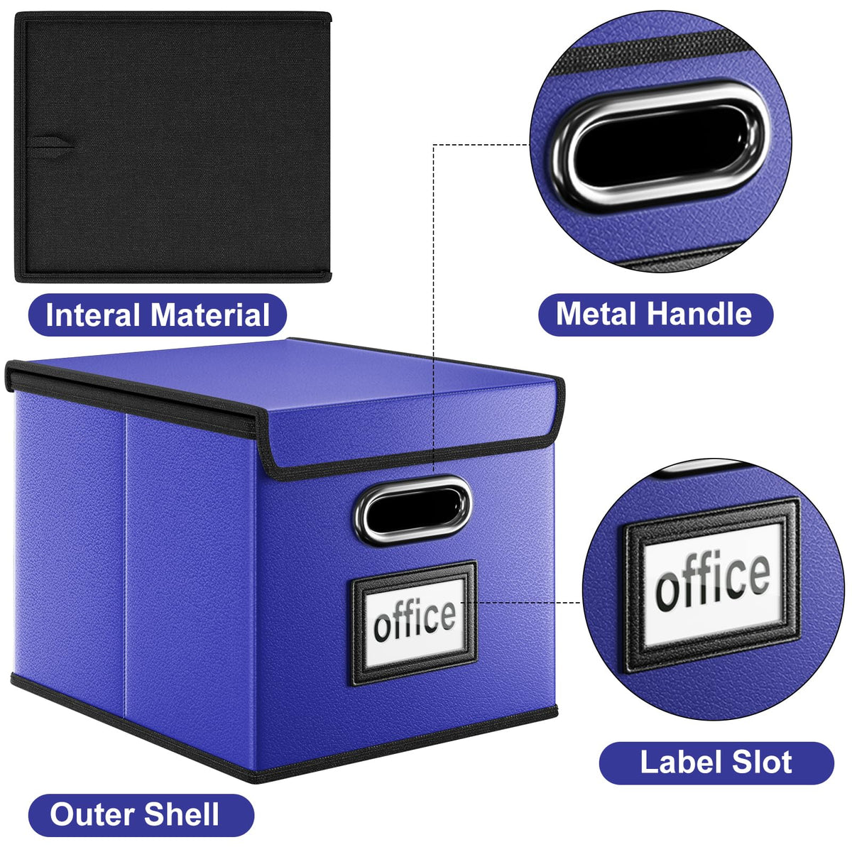 Huolewa File Organizer Box with Lids, Collapsible File Folder Organizer
