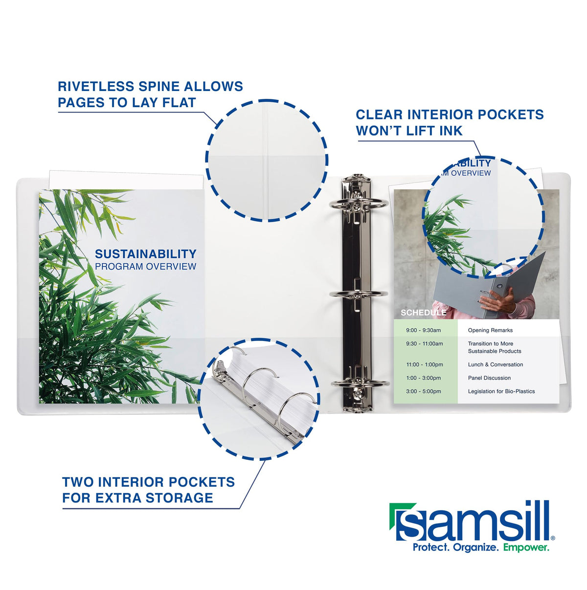 Samsill 2 Inch 3 Ring Binders, Economy Round Ring, Clear View Cover, 425 Sheet Capacity - for