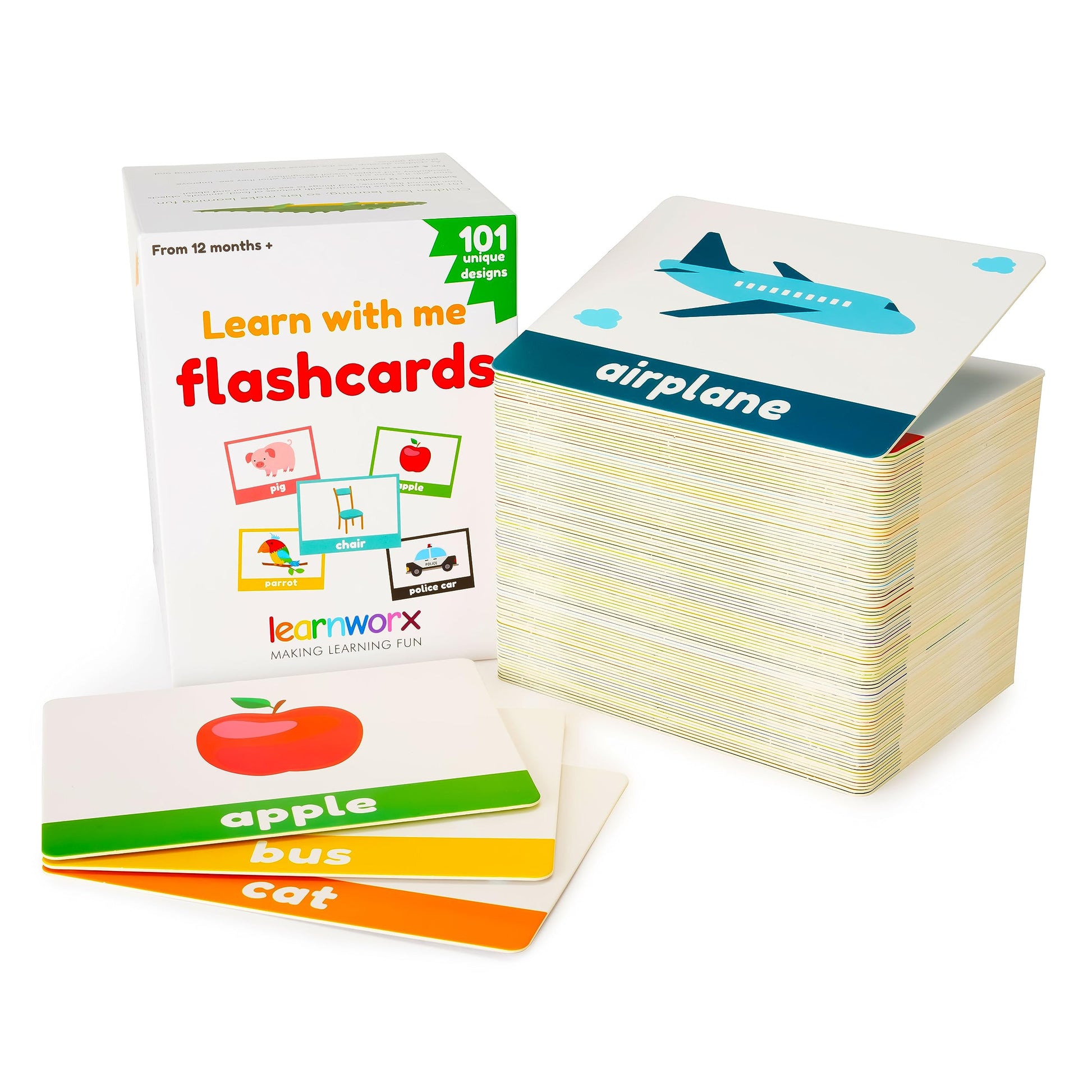 LearnWorx 101 Baby Flash Cards for Toddlers 1-3 | Award Winning First Words Toddler Flash Cards |