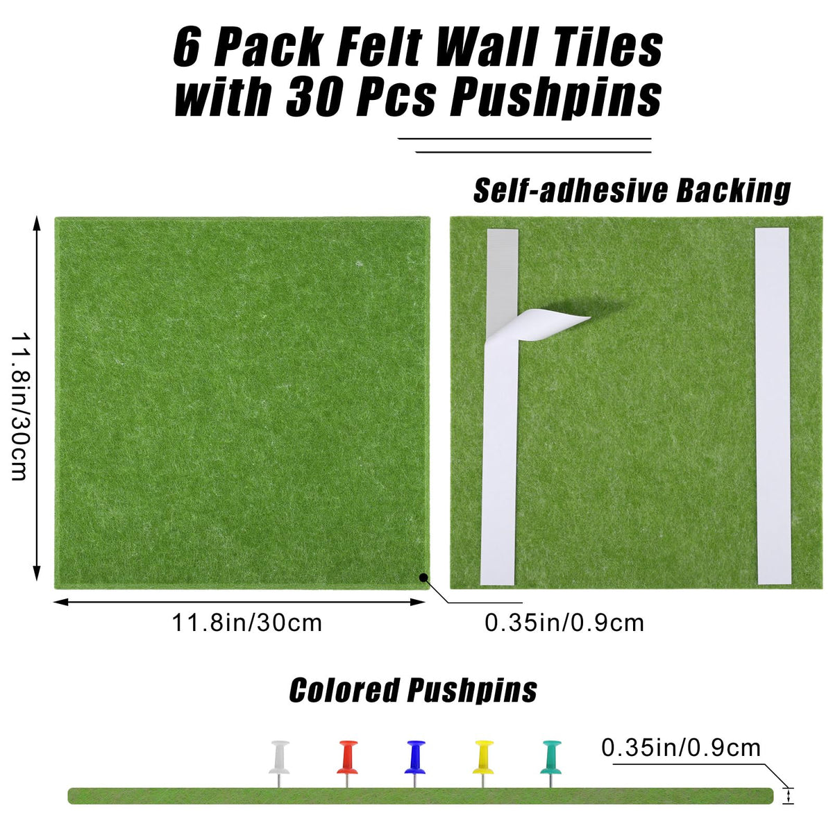 Large Cork Board 36" x 24", 6 Pack Felt Bulletin Board, Pin Boards