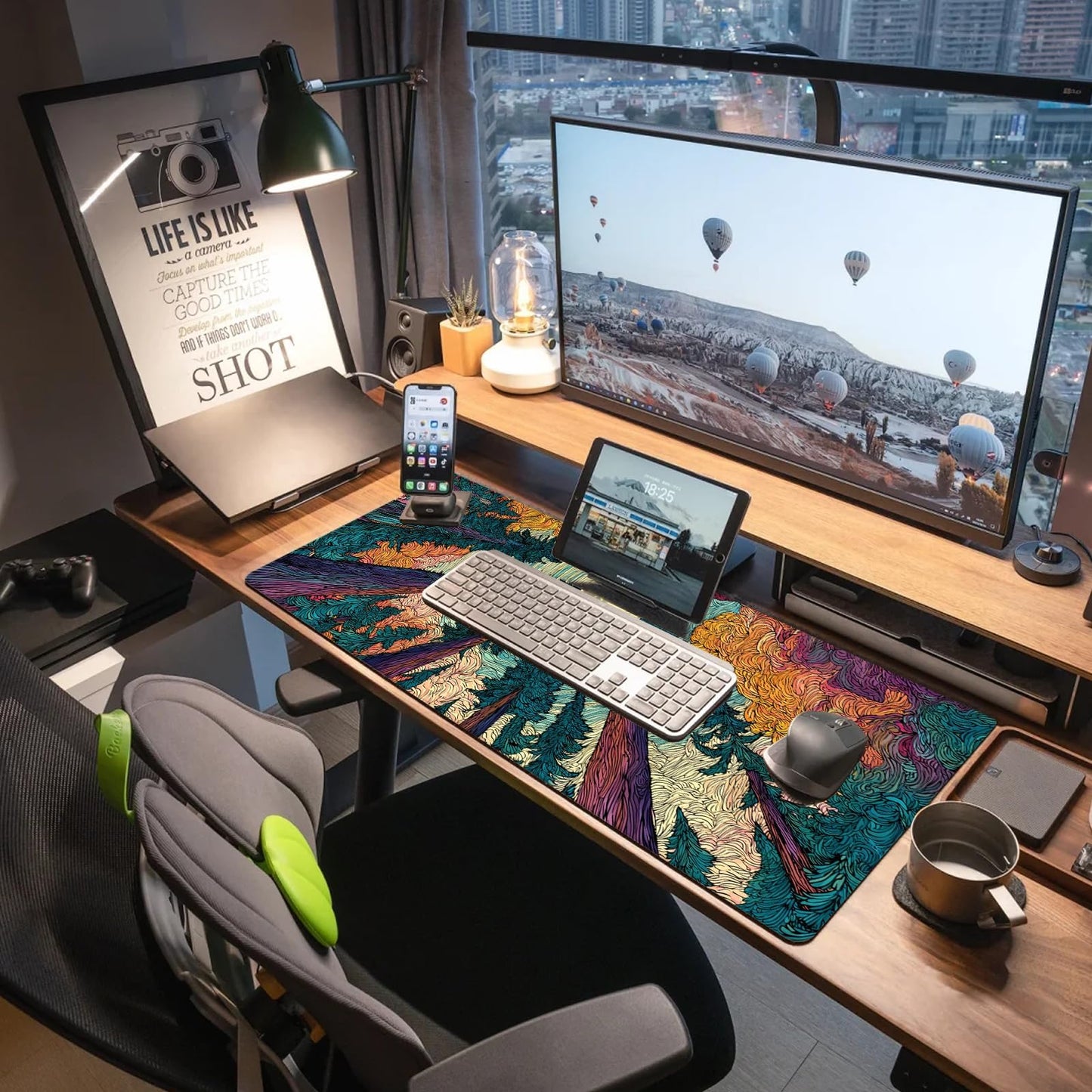 Extended Gaming Mouse Pad, Large Mouse Mat 3 mm Nature Rubber Base Mousepad with Stitched Edges