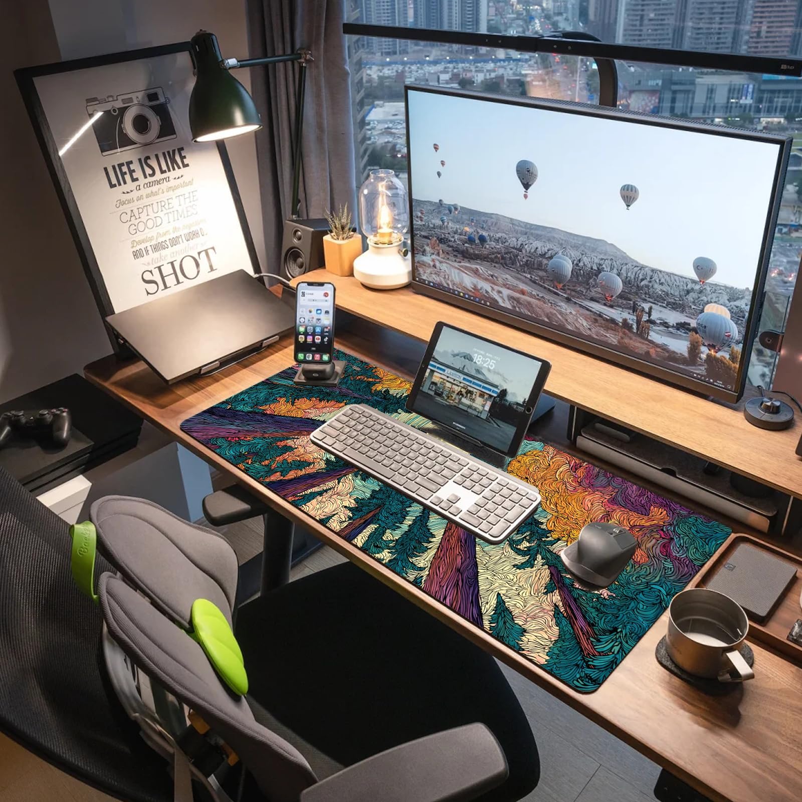 Extended Gaming Mouse Pad, Large Mouse Mat 3 mm Nature Rubber Base Mousepad with Stitched Edges