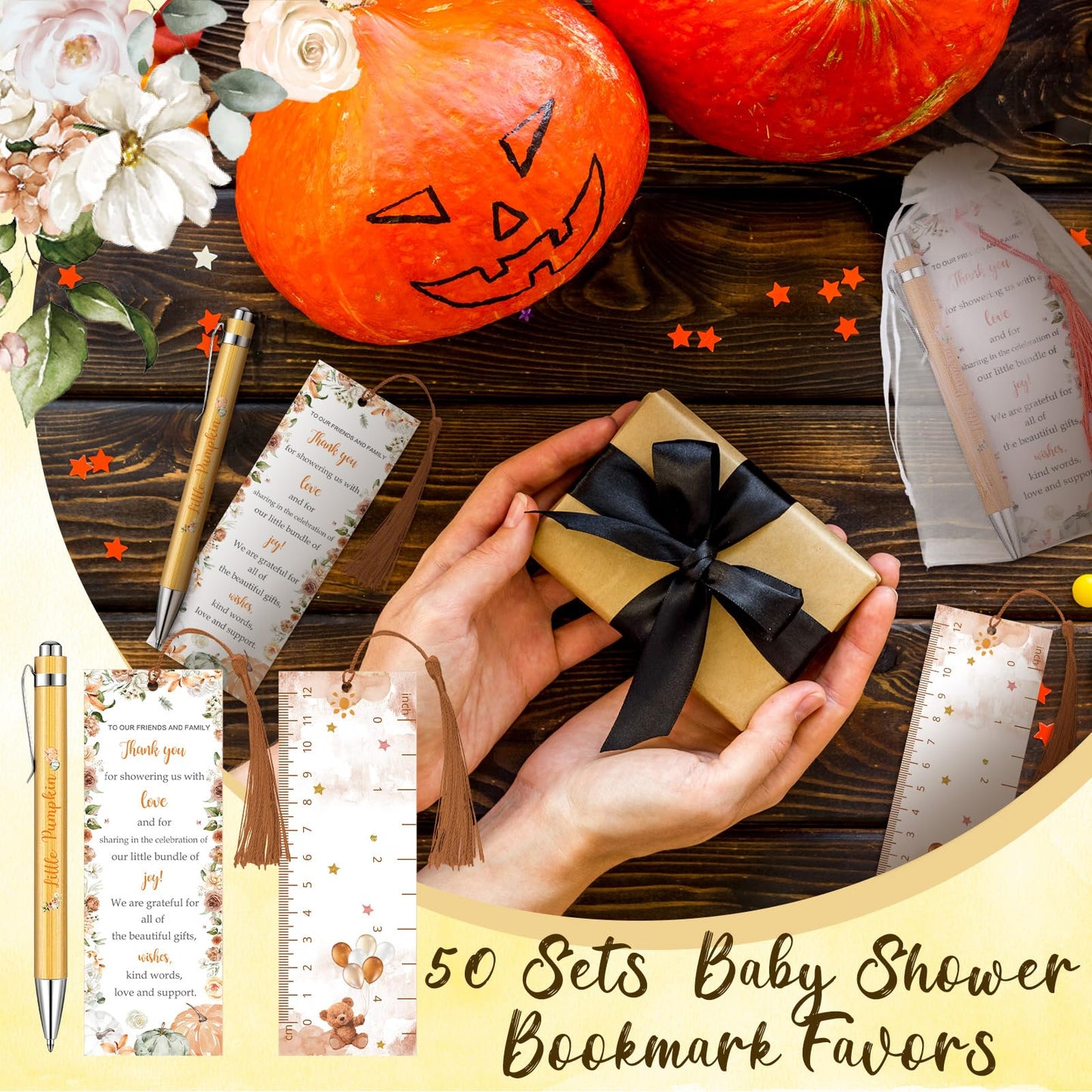 Gilprop 50 Sets Little Pumpkin Baby Shower Favors for Gender Reveal Guests