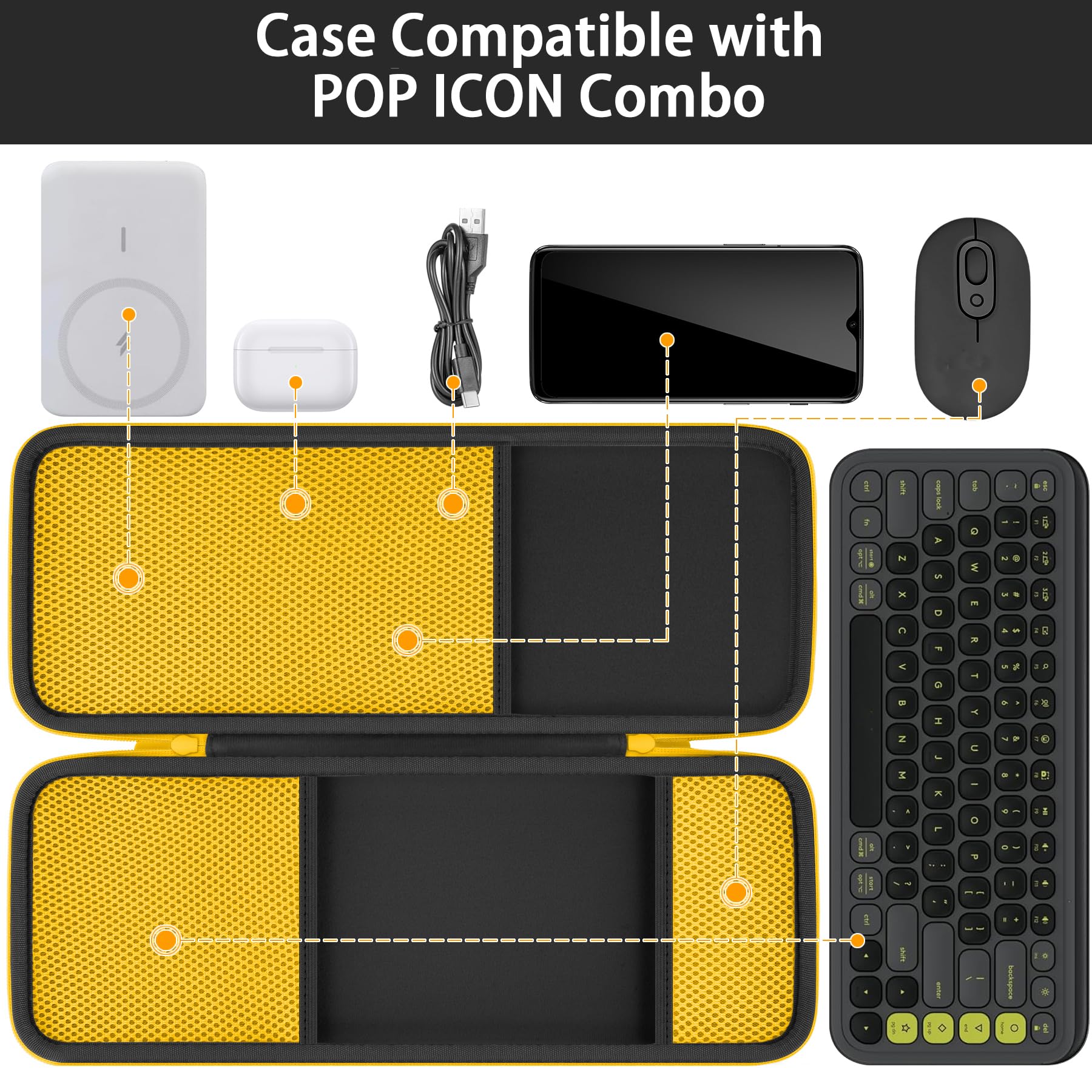 co2CREA Hard Case for Logitech POP ICON Keyboard & Mouse Combo, Graphite