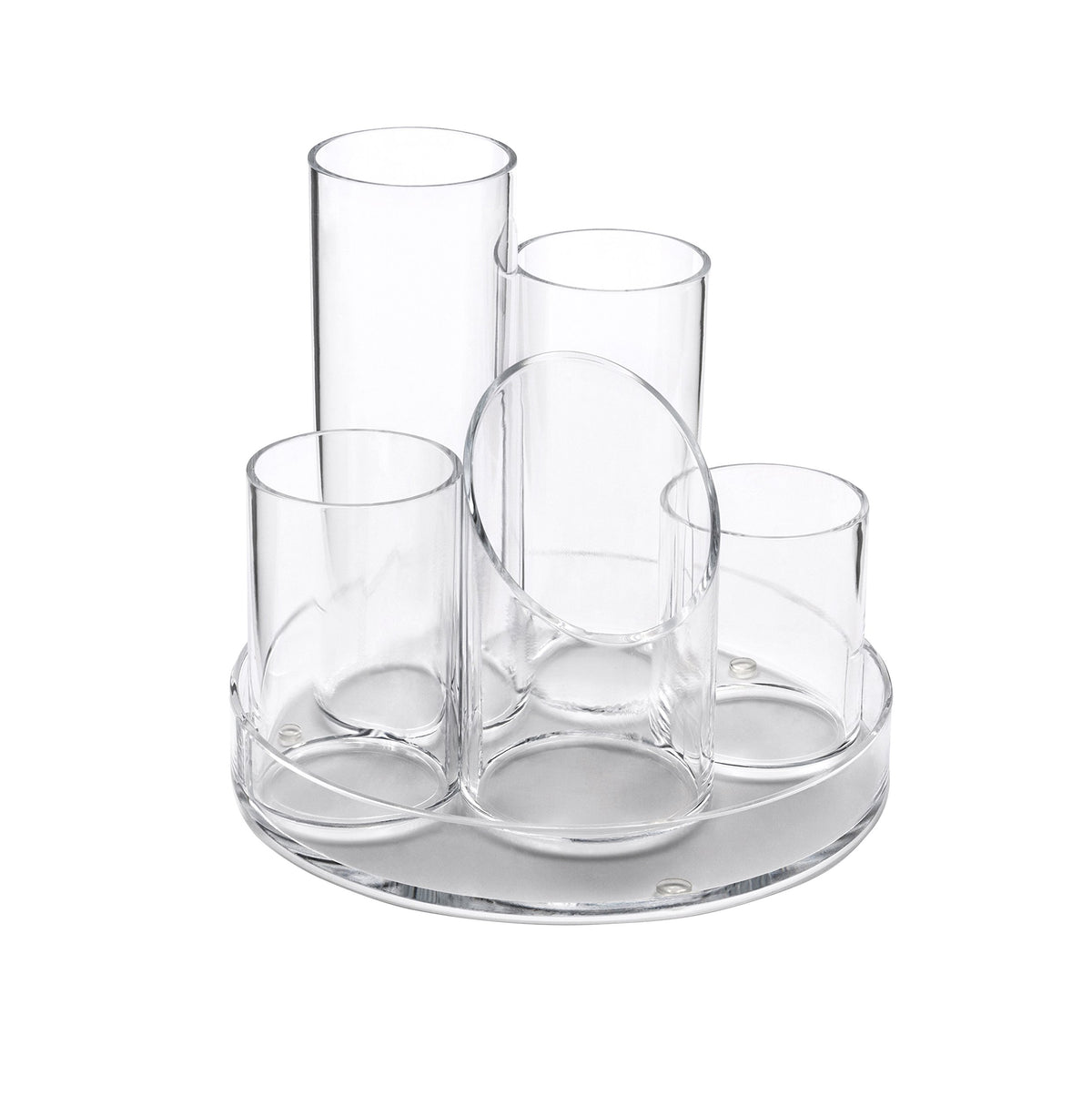 OSCO Clear Acrylic 5 Tube Pen Pot | Desk Tidy | Pencil Holder | Office Organiser | Makeup Storage |