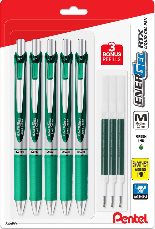 Pentel Energel RTX Retractable Liquid Gel Pen, 0.7mm, Metal Tip