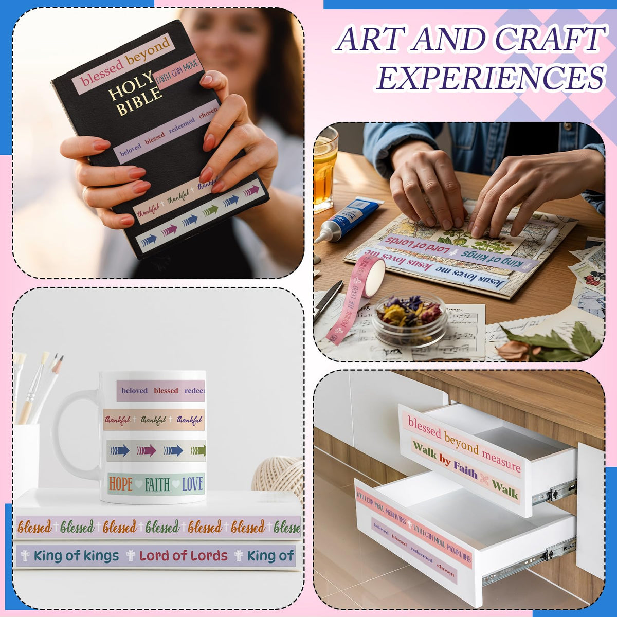 Janlaugh 24 Rolls Christian Washi Tape Back to School Bible Verse Gifts