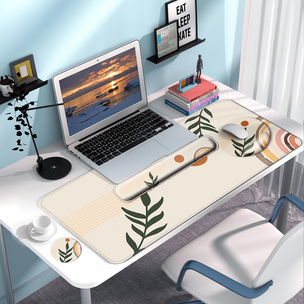 VINEBURY Desk Mat Set Keyboard and Mouse Pad with Wrist Rest Support