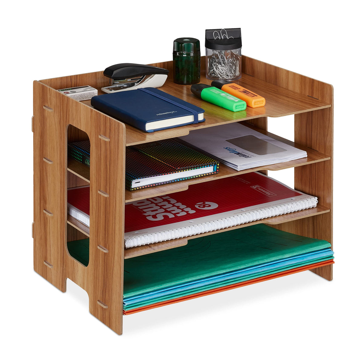 Relaxdays Filing Cabinet, 3 Compartments, Letter Tray, Office Document Organiser, A4 Format, 27 x