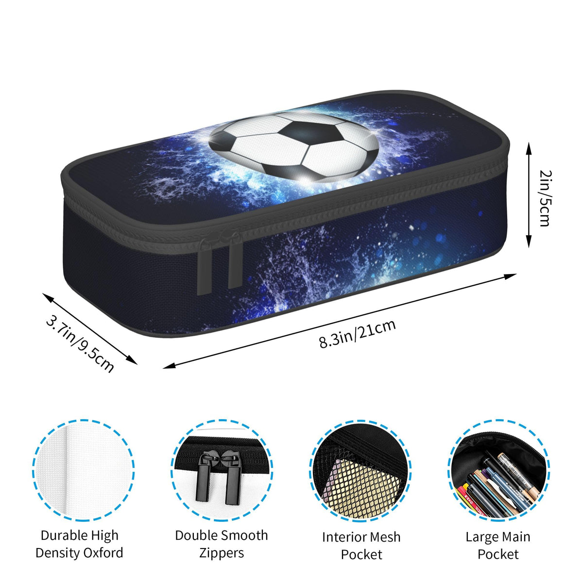 YIJIUWKIS Boys Pencil Pouch with Soccer Ball, Sports Pencil Case Pencil Box for Kids, Big Capacity
