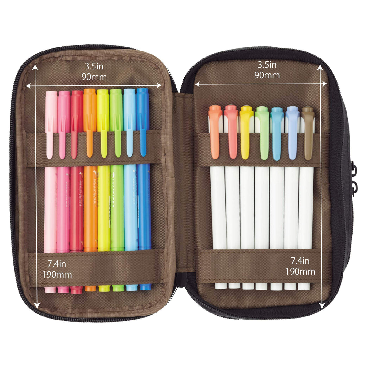 LIHIT LAB Large Capacity Triple Zipper Pencil Case For School Office College, Big Capacity 8