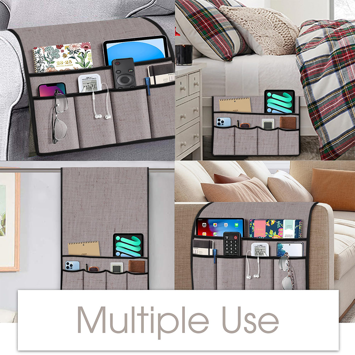 Joywell Remote Control Holder Armchair Caddy Armrest Organizer White Sand
