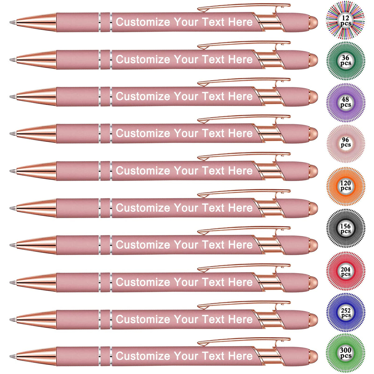 Qingxily Up to 300 Pcs Custom Pens Bulk Personalized Pens with Free Engraving Customized Stylus