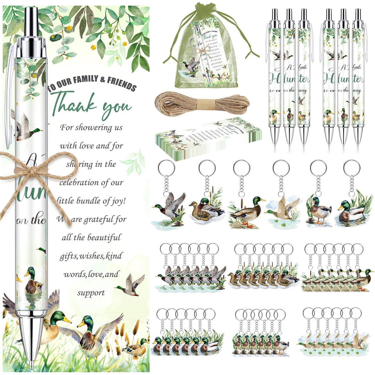 EYNDYN 145 Pieces Mallard Duck Baby Shower Gifts for Guest Duck Hunting Ballpoint Pens and