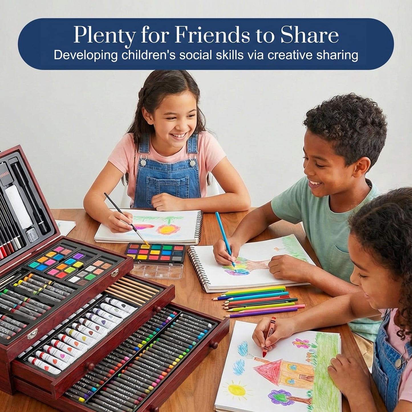 194 Piece Deluxe Art Set, Painting Drawing Art Supplies with 4 Drawing Pads, Acrylic Paints