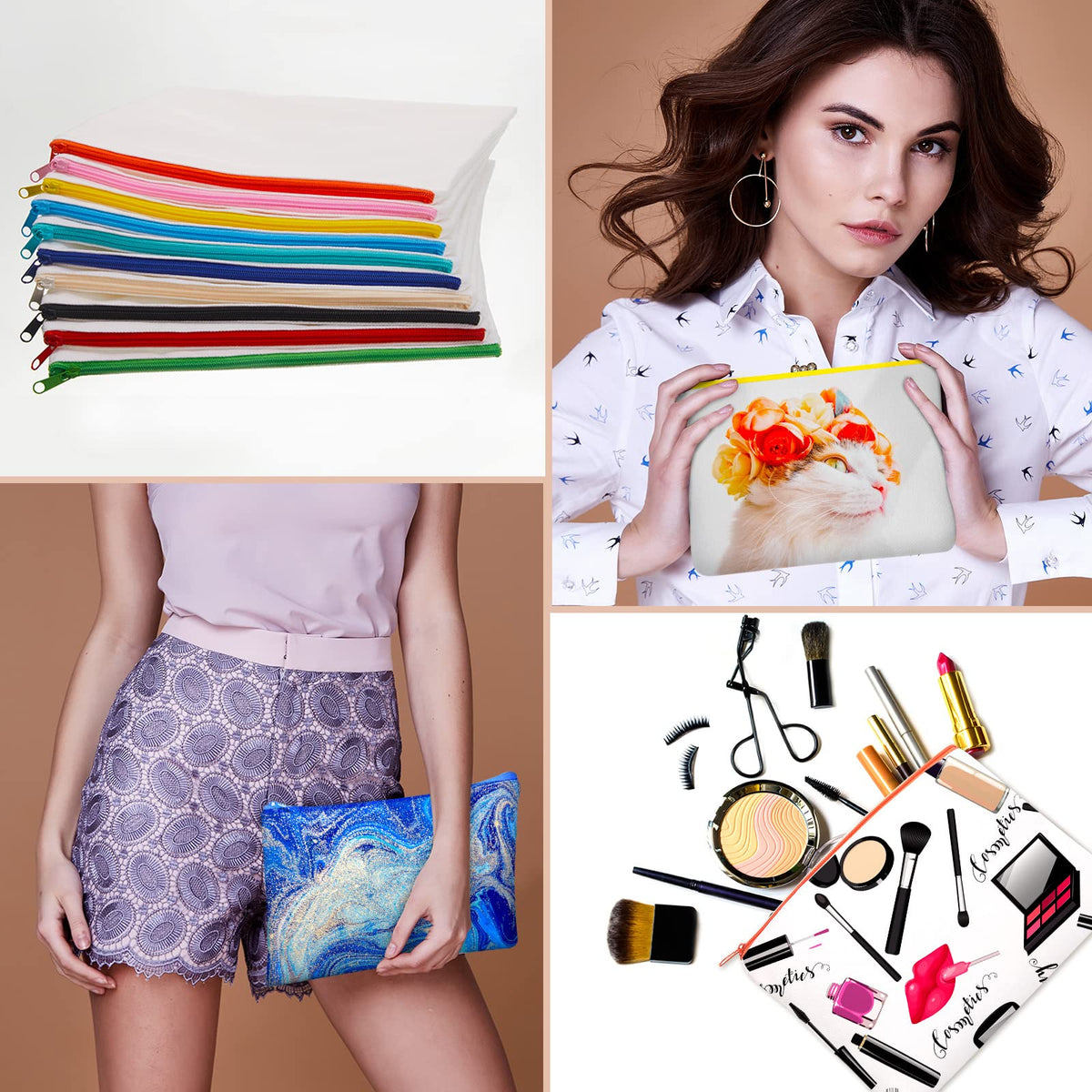 Frienda 50 Pcs Sublimation Blank Canvas Makeup Bags Bulk DIY Heat Transfer Canvas Pen Case Pencil