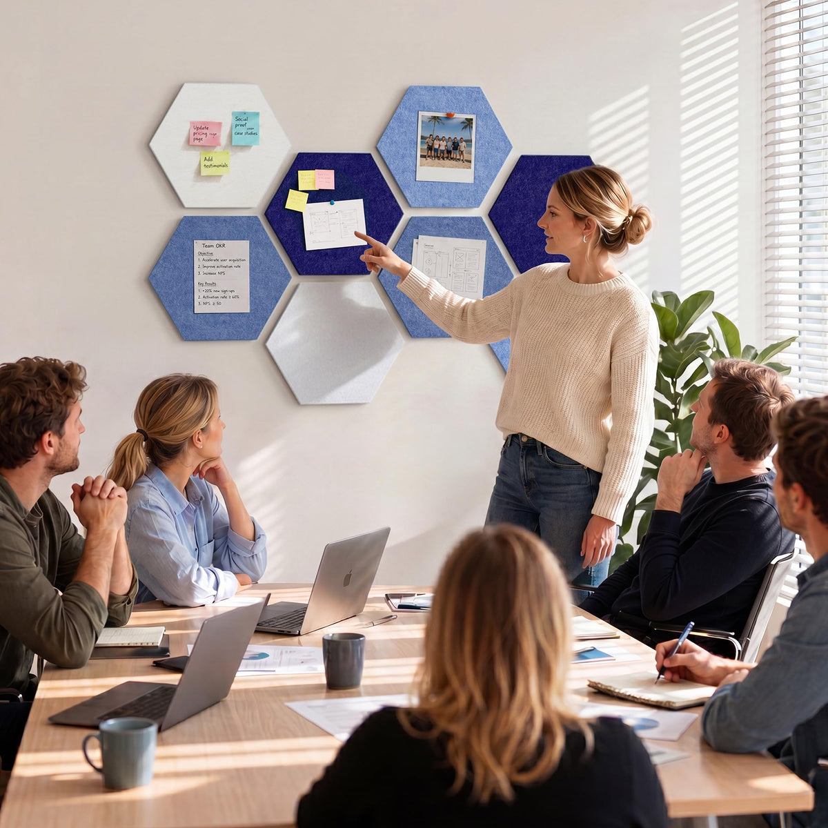 Uoisaiko 8-Pack Hexagon Felt Bulletin Board Tiles, Cork Board Alternative