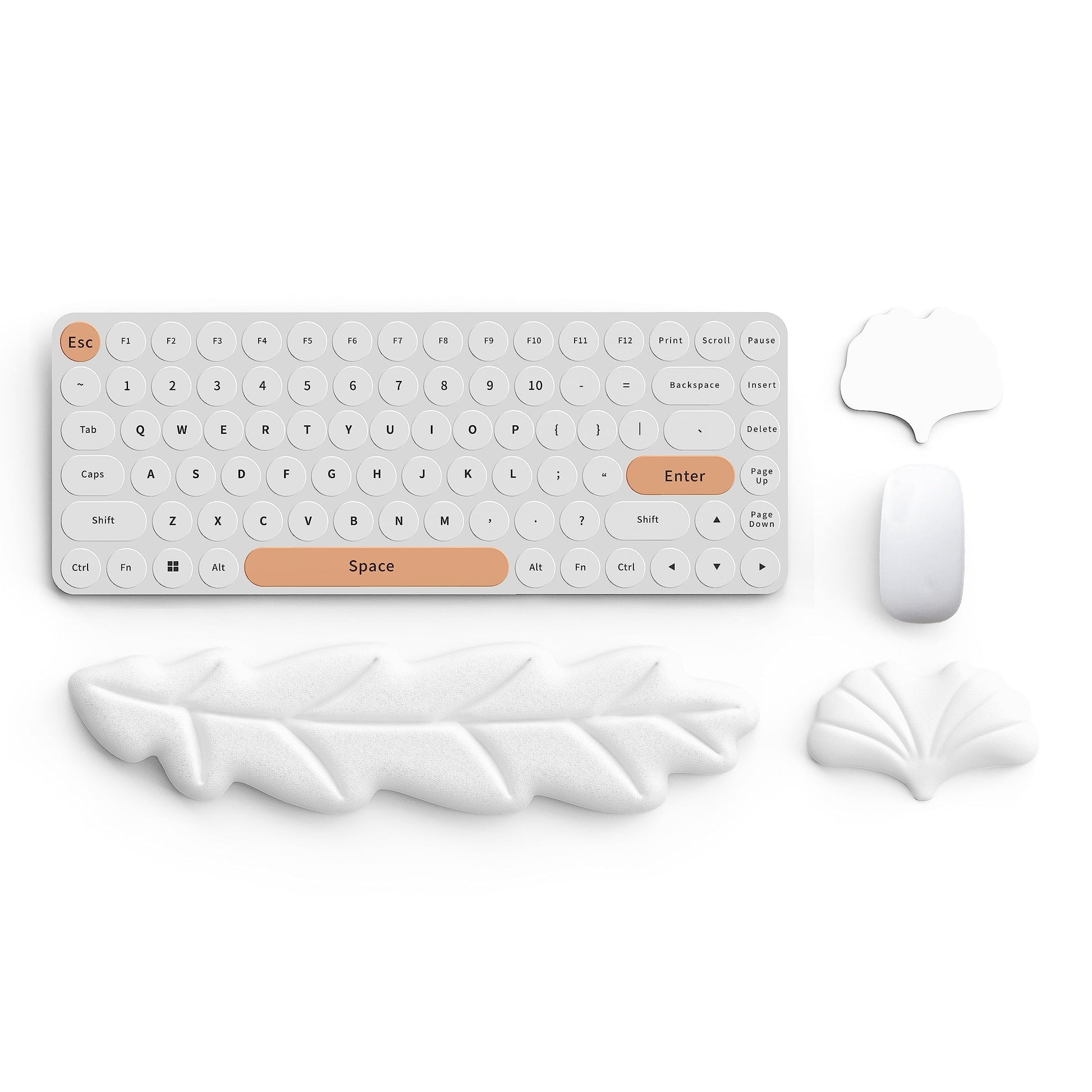 Lauspuck Keyboard Wrist Rest Pad Set, Leaf Shape PU Leather Memory Foam Wrist Cushion Support,Mouse