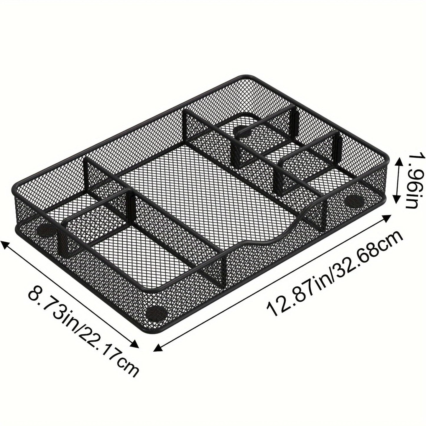 VyGrow Desk Drawer Organizer Tray, Metal Mesh Drawer Organizers Office, 6 Adjustable Compartment