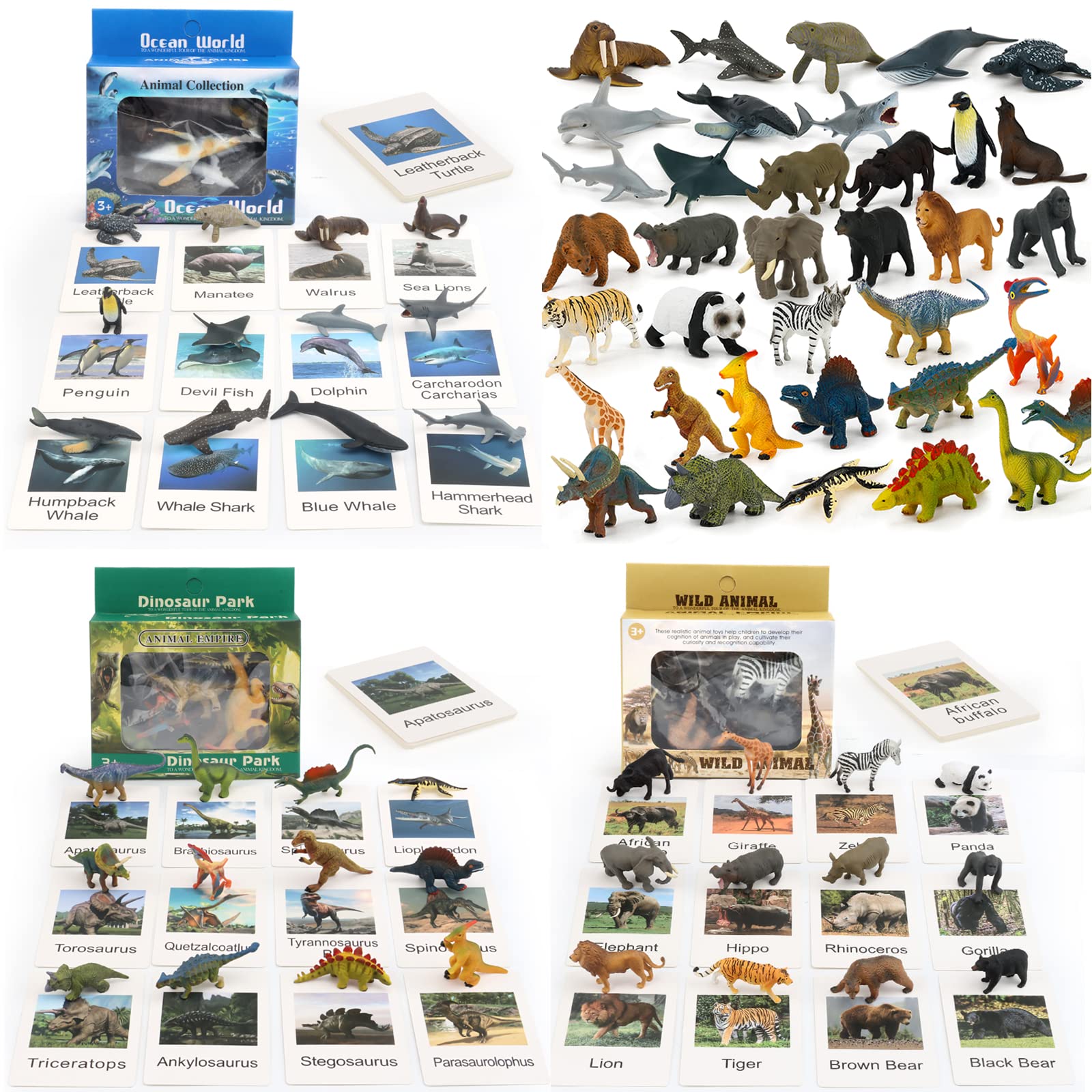 36 Small Animal Figurines Learning & Education Toys, Plastic Realistic Dinosaur Zoo Jungle Safari