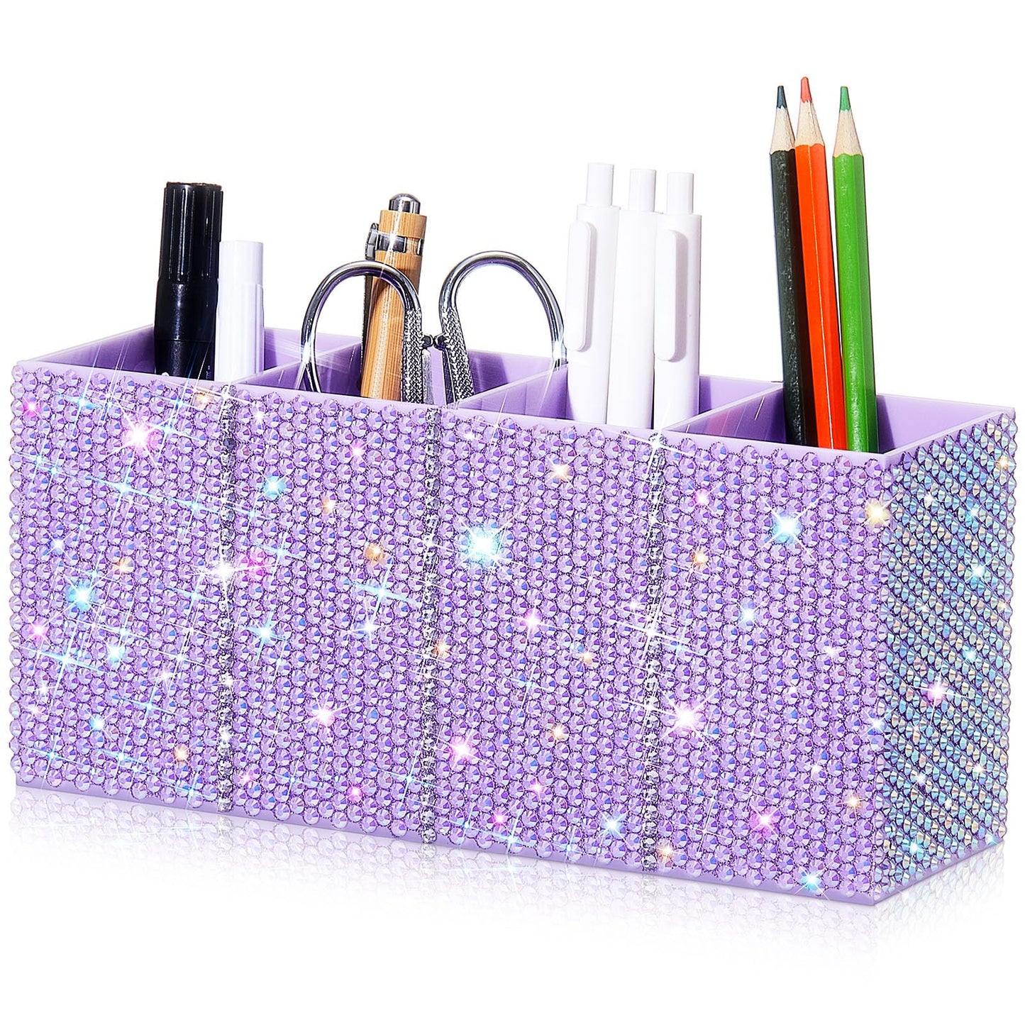 Resholder Rhinestone Desk Organizer, Purple Pen Makeup Brush Holder