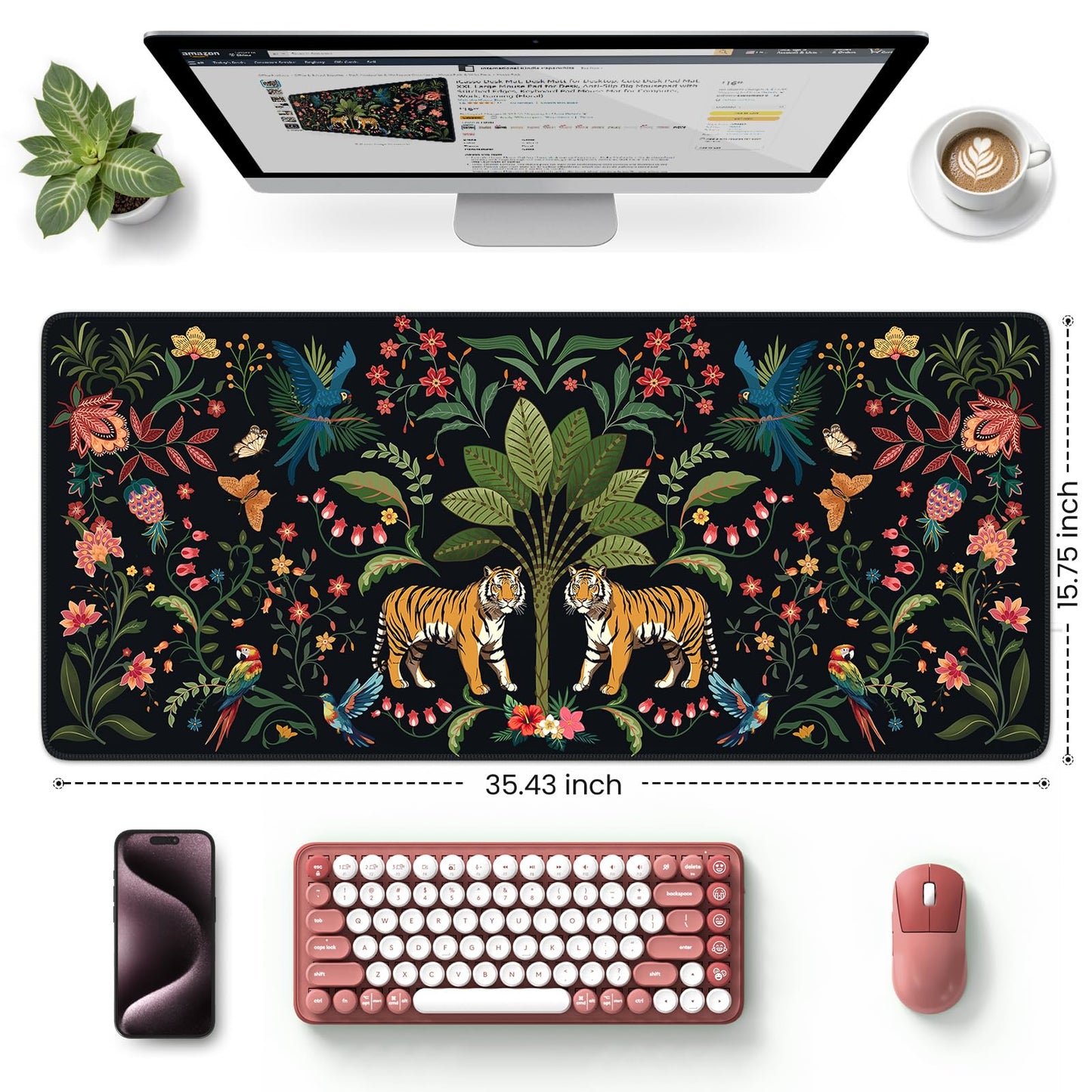 HAOCOO Large Gaming Mouse Pad, Smooth Surface Desk Cover Mat(Jungle)