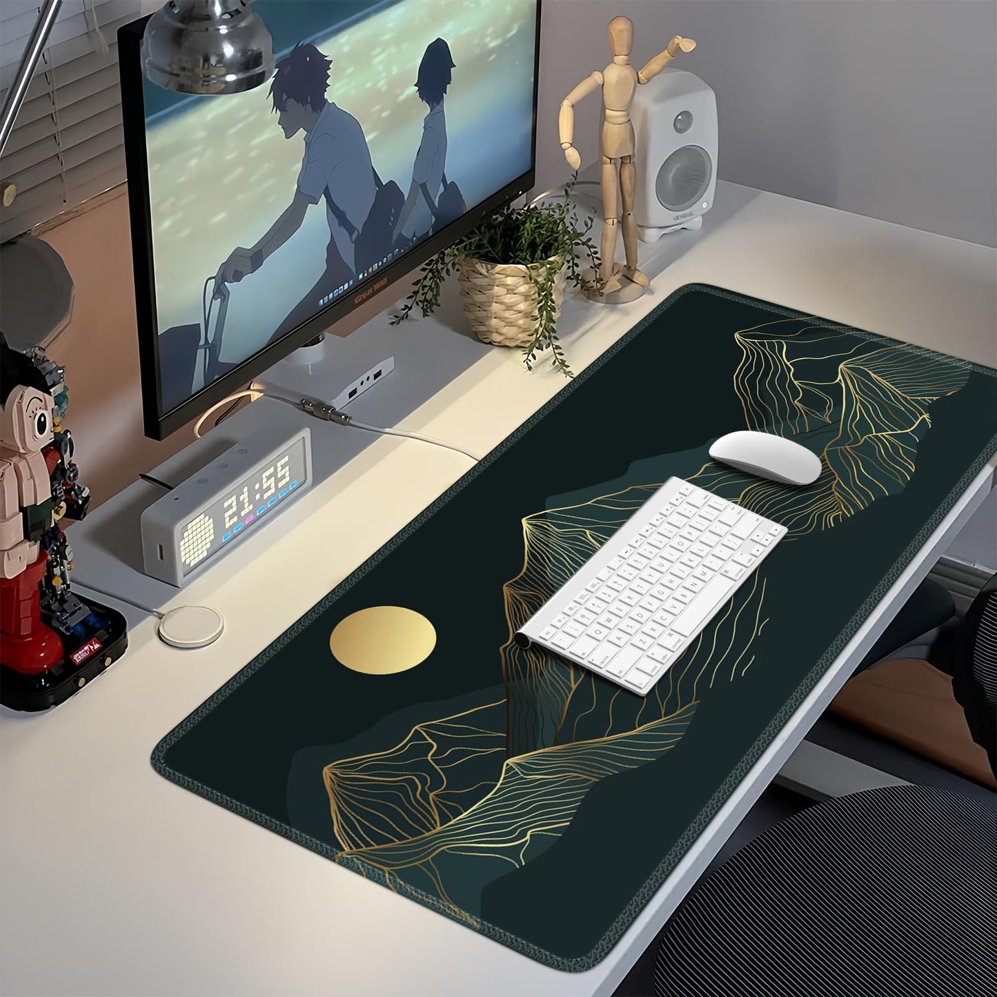 iCasso Large Mouse Pad, XXL Green Mousepad,A-Mountain Cyan Extended