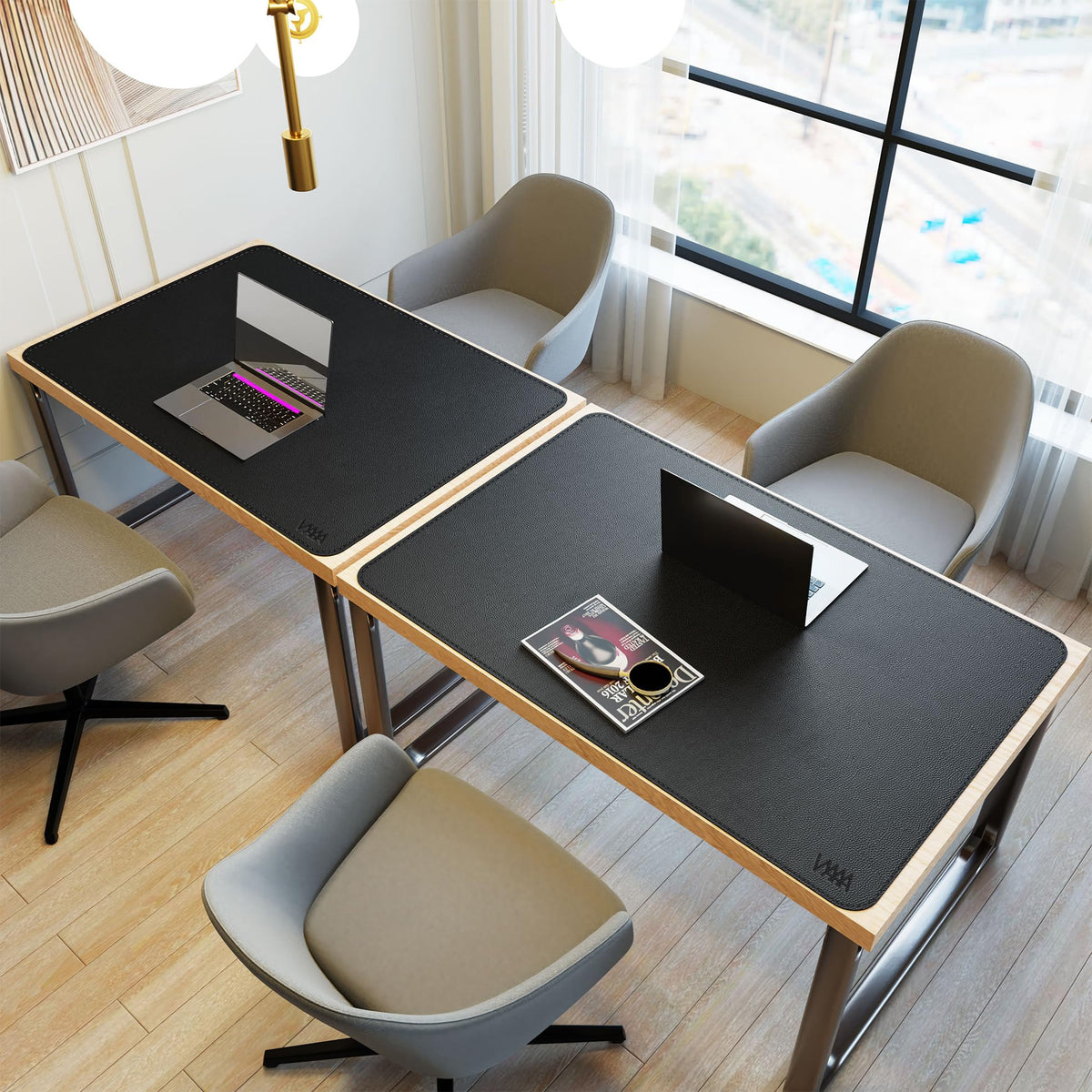 Vyaaa 47.2"x31.5" PU Leather Large Desk Mat (Black) - XXL Extended Mouse pad, Office Desk