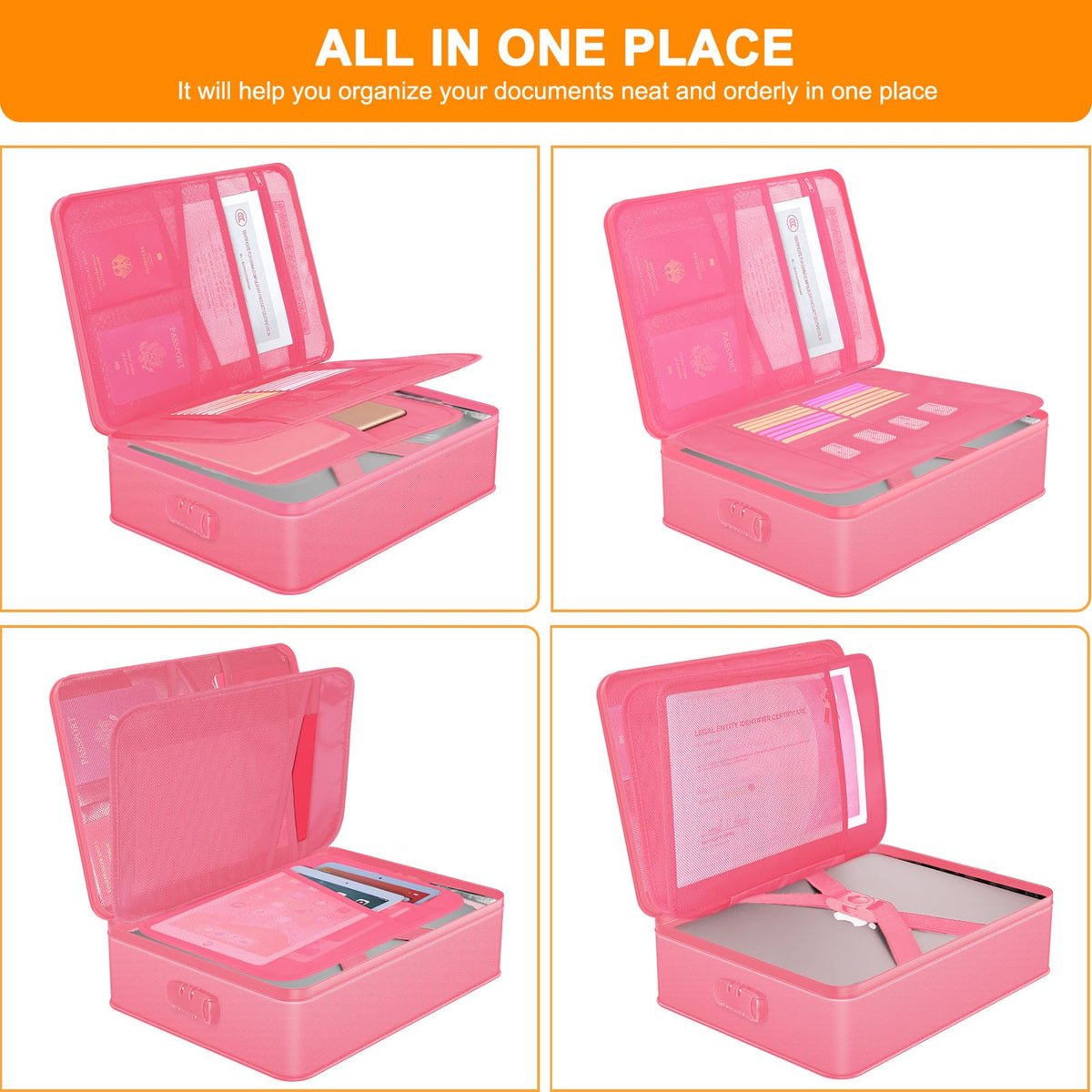 Noiposi 5200℉ Fireproof Document Box with Lock 16.1"x11.4"x4.3"- 8 Layers