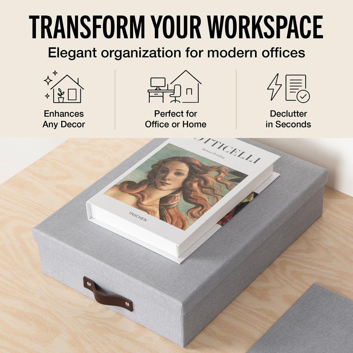 Bigso Oskar Canvas Fiberboard Document Letter Box - File Organizer Box for Important Paperwork
